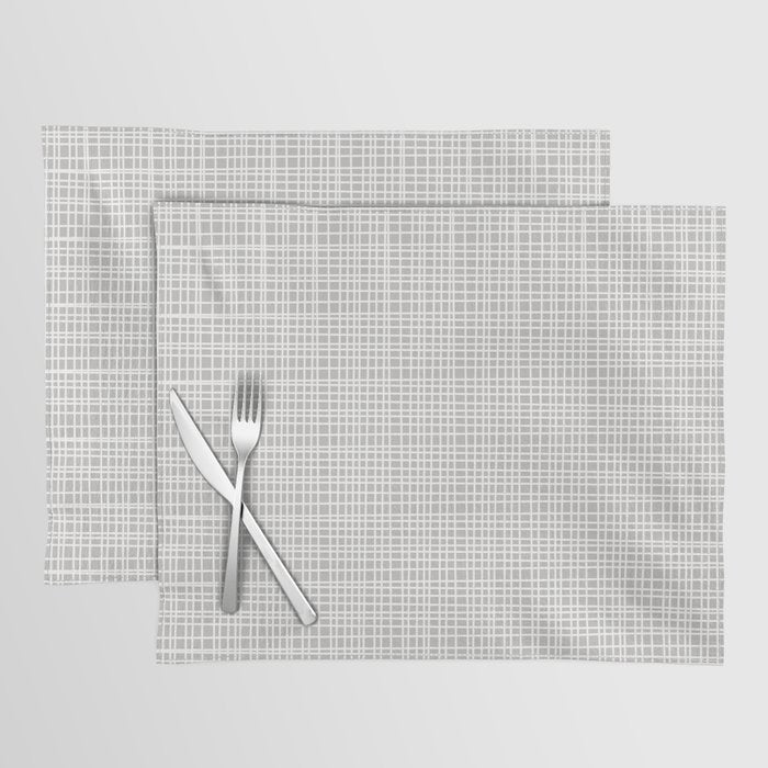 Fine Weave Mid-Century Modern Minimalistic Pattern in White and Light Gray Placemat Gallery Image 1