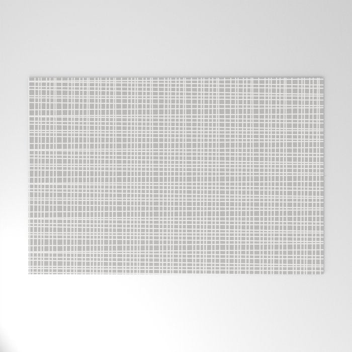 Fine Weave Mid-Century Modern Minimalistic Pattern in White and Light Gray Welcome Mat Gallery Image 1