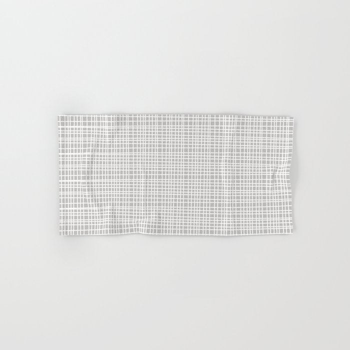Fine Weave Mid-Century Modern Minimalistic Pattern in White and Light Gray Bath Towel Gallery Image 1