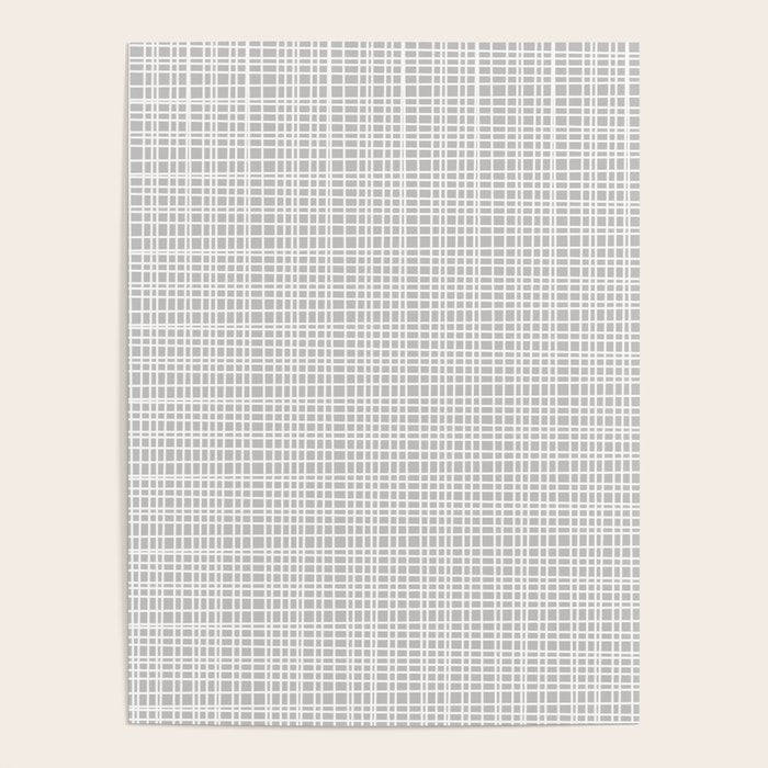 Fine Weave Mid-Century Modern Minimalistic Pattern in White and Light Gray Poster Gallery Image 4