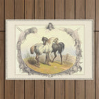 Arabian Horses - Equine Theme Vintage Illustration Outdoor Rug Gallery Image 1