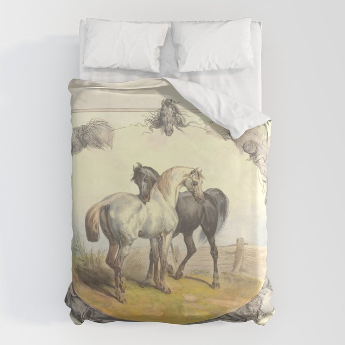 Arabian Horses - Equine Theme Vintage Illustration Duvet Cover Gallery Image 6