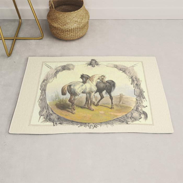 Arabian Horses - Equine Theme Vintage Illustration Rug Gallery Image 1
