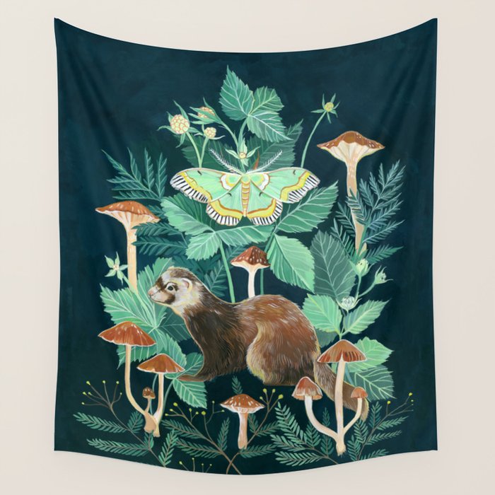 Ferret and Moth Wall Tapestry Gallery Image 1