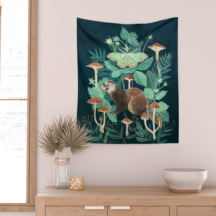 Ferret and Moth Wall Tapestry Gallery Image 2