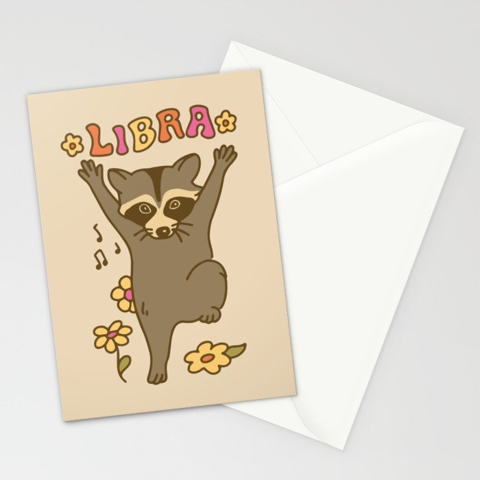 Libra Raccoon Stationery Card Gallery Image 2
