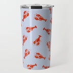 Classic Red Lobsters Pattern On Light Blue Travel Mug Gallery Image 1