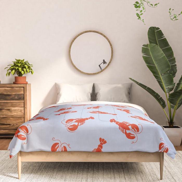 Classic Red Lobsters Pattern On Light Blue Comforter Gallery Image 3
