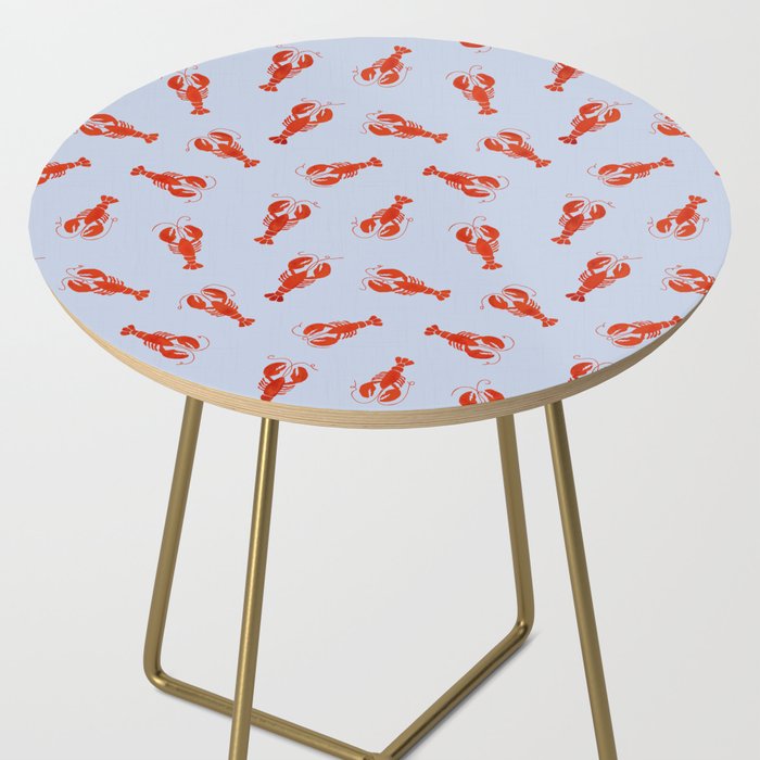 Classic Red Lobsters Pattern On Light Blue Side Table Gallery Image 2