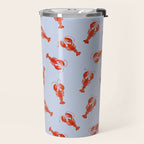 Classic Red Lobsters Pattern On Light Blue Travel Mug Gallery Image 2