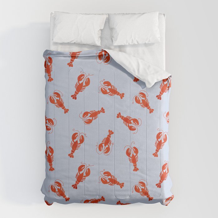 Classic Red Lobsters Pattern On Light Blue Comforter Gallery Image 1