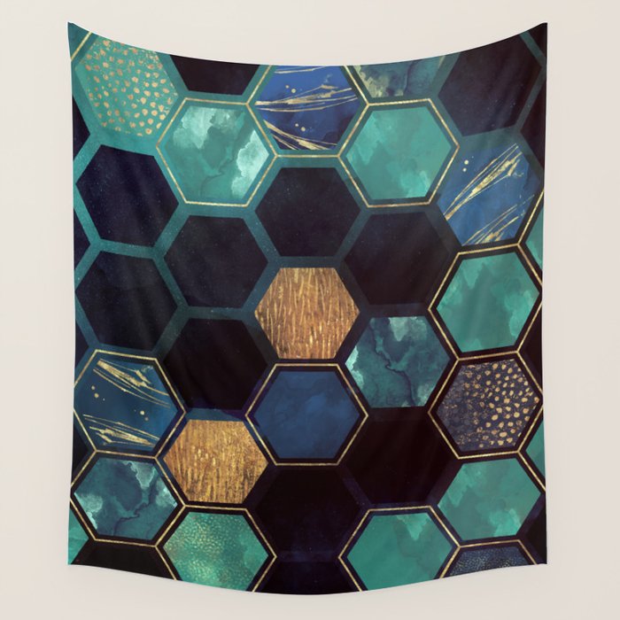 Blue & Gold Wall Tapestry Gallery Image 4