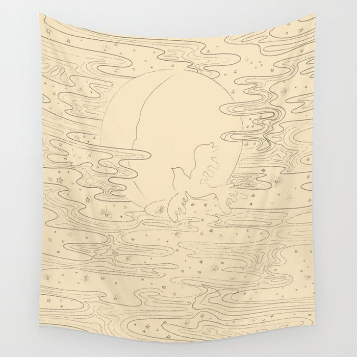 The Bird And The Moon Wall Tapestry Gallery Image 1