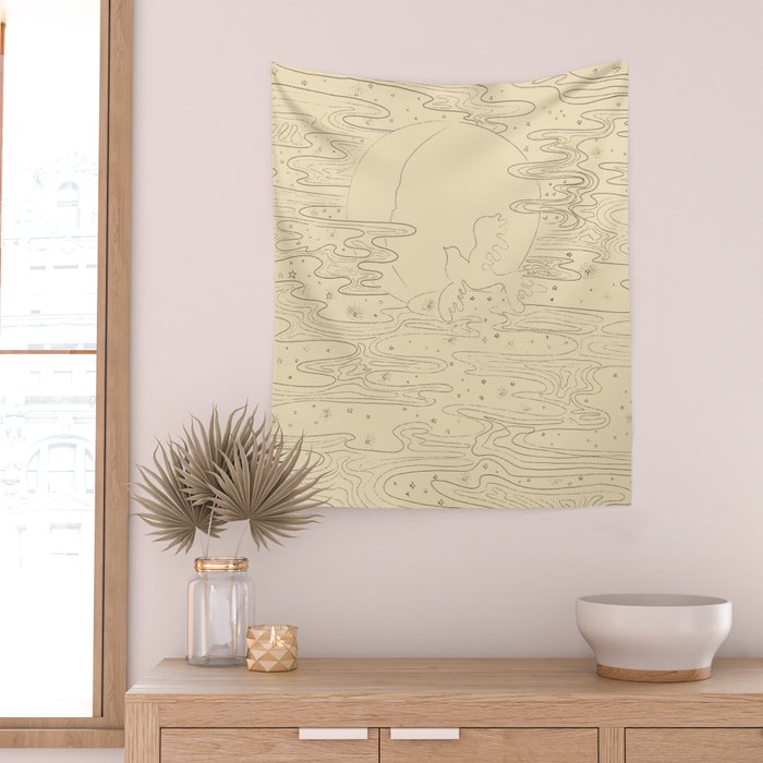 The Bird And The Moon Wall Tapestry Gallery Image 2