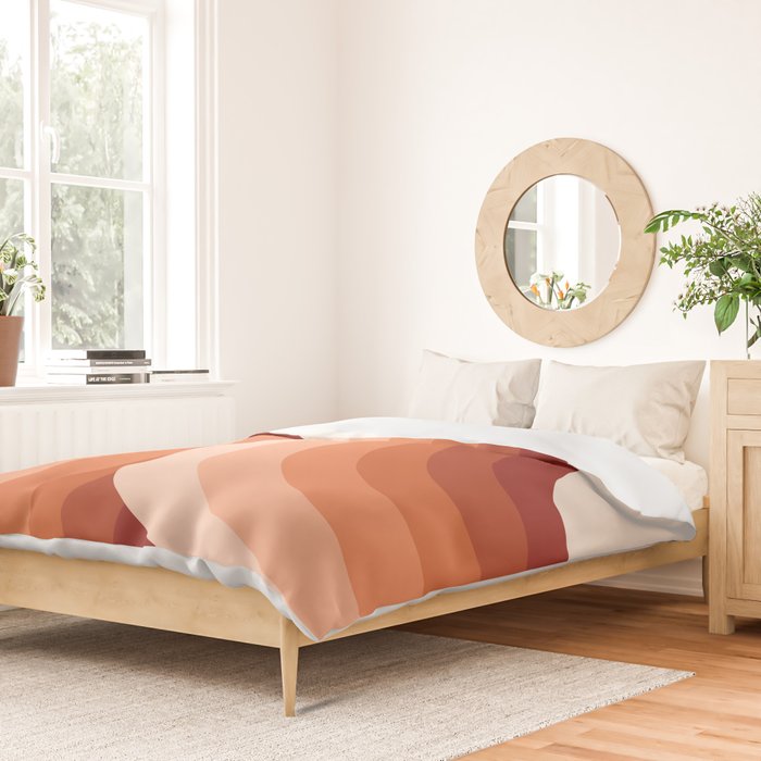 Mid Century Modern Geometric 89 in Terracotta Shades (Rainbow Abstract) Duvet Cover Gallery Image 2