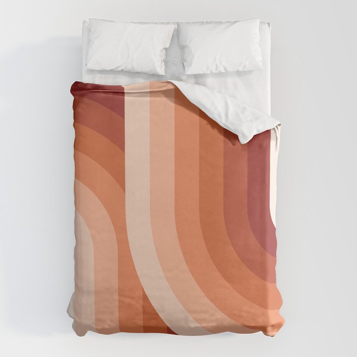 Mid Century Modern Geometric 89 in Terracotta Shades (Rainbow Abstract) Duvet Cover Gallery Image 1