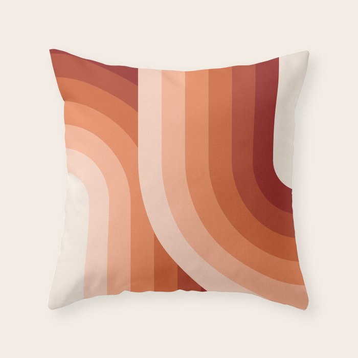 Mid Century Modern Geometric 89 in Terracotta Shades (Rainbow Abstract) Throw Pillow Gallery Image 6