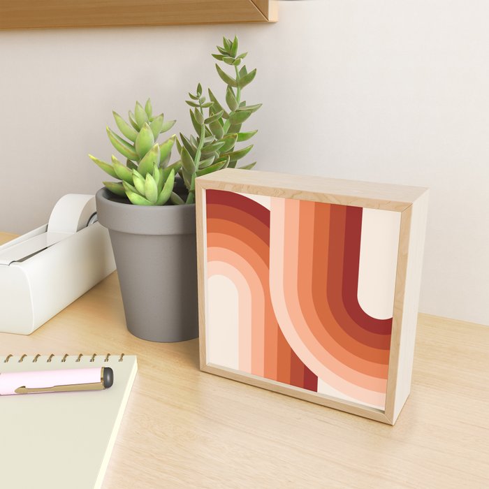 Mid Century Modern Geometric 89 in Terracotta Shades (Rainbow Abstract) Mini Art Print Gallery Image 2