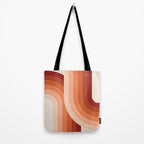 Mid Century Modern Geometric 89 in Terracotta Shades (Rainbow Abstract) Tote Bag Gallery Image 2