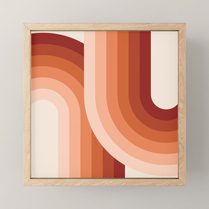 Mid Century Modern Geometric 89 in Terracotta Shades (Rainbow Abstract) Mini Art Print Gallery Image 1