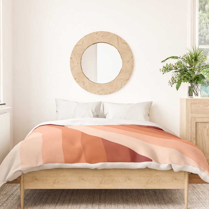 Mid Century Modern Geometric 89 in Terracotta Shades (Rainbow Abstract) Duvet Cover Gallery Image 3