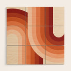 Mid Century Modern Geometric 89 in Terracotta Shades (Rainbow Abstract) Wood Wall Art Gallery Image 1