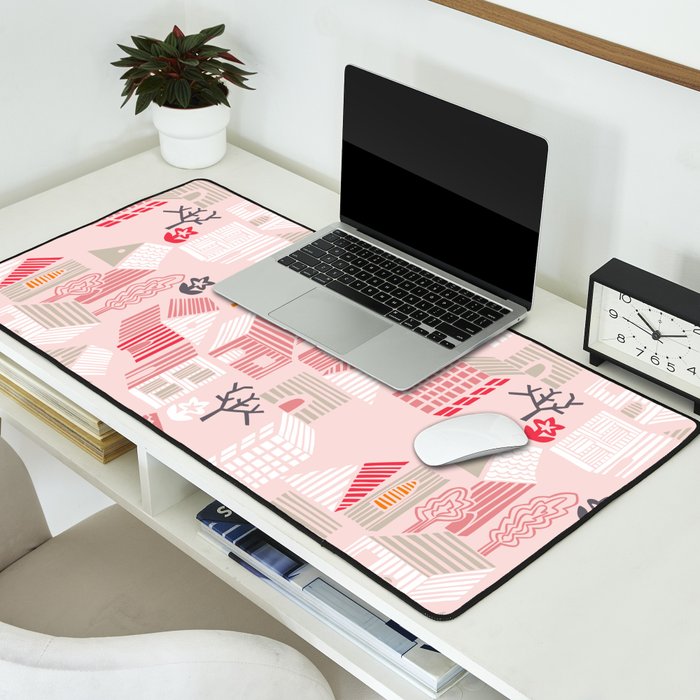 City life neighborhood pearl pink Desk Mat Gallery Image 2