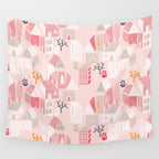 City life neighborhood pearl pink Wall Tapestry Gallery Image 4