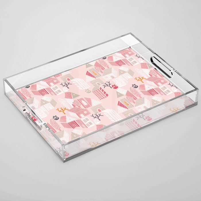 City life neighborhood pearl pink Acrylic Tray Gallery Image 1
