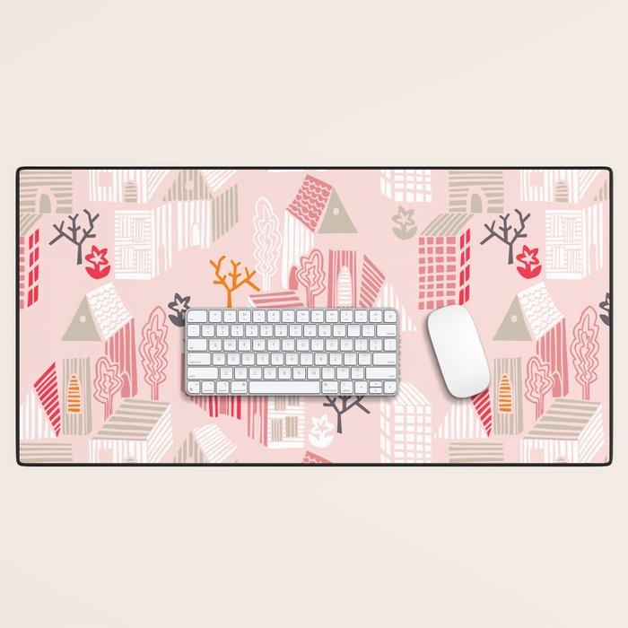 City life neighborhood pearl pink Desk Mat Gallery Image 1