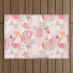 City life neighborhood pearl pink Outdoor Rug Gallery Image 1
