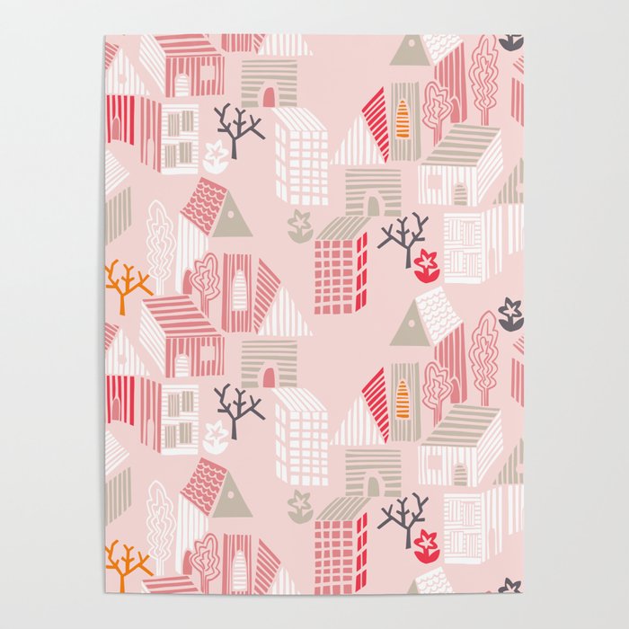 City life neighborhood pearl pink Poster Gallery Image 1