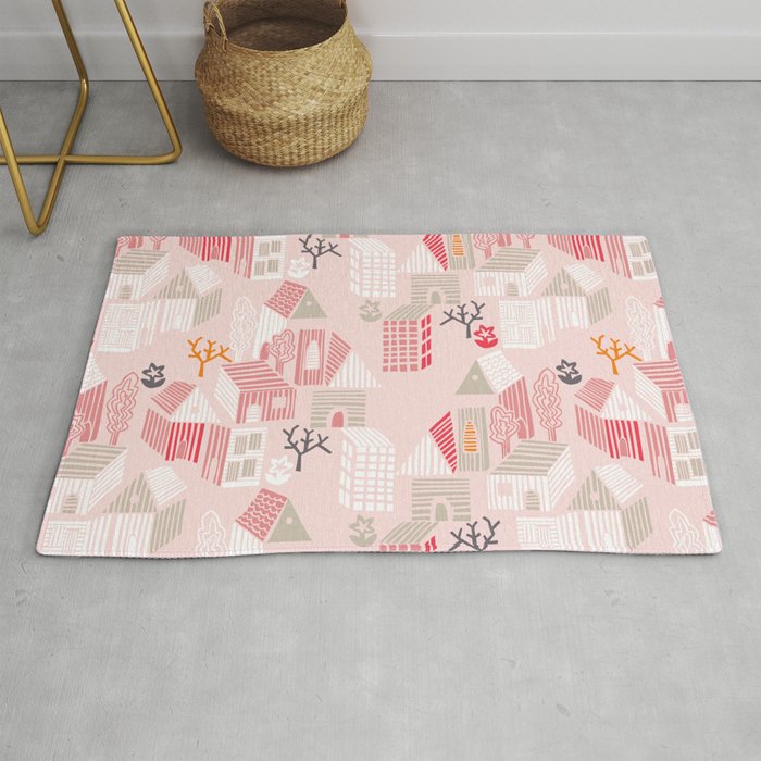 City life neighborhood pearl pink Rug Gallery Image 1