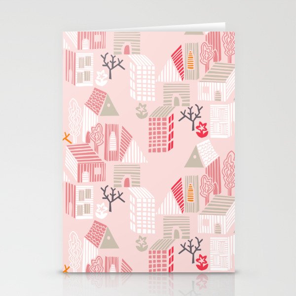 City life neighborhood pearl pink Stationery Card Gallery Image 2
