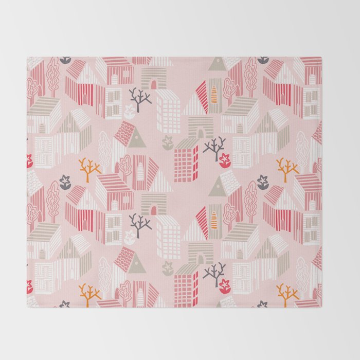 City life neighborhood pearl pink Throw Blanket Gallery Image 2