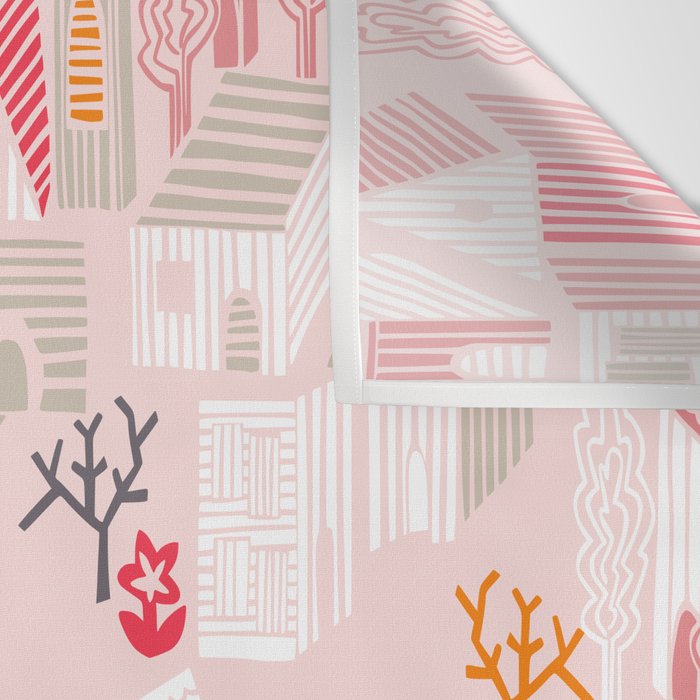 City life neighborhood pearl pink Wall Tapestry Gallery Image 3