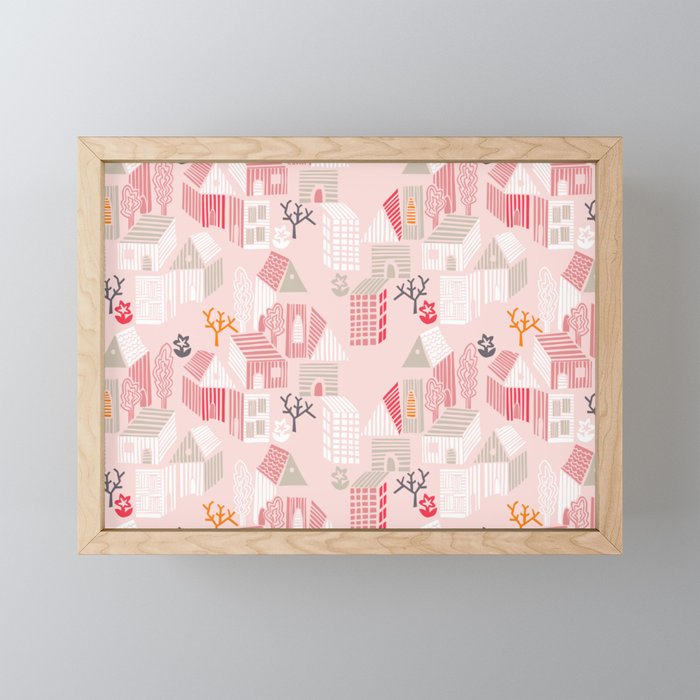 City life neighborhood pearl pink Mini Art Print Gallery Image 1
