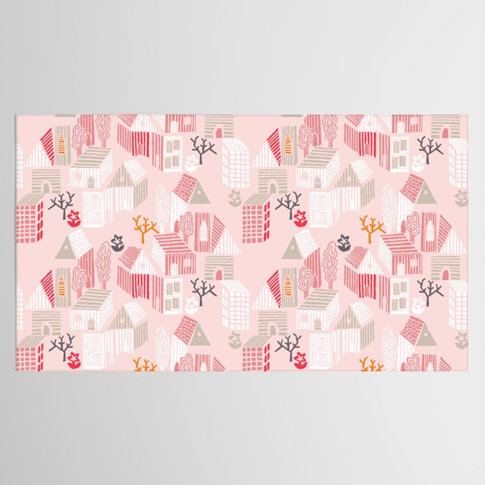 City life neighborhood pearl pink Tablecloth Gallery Image 2