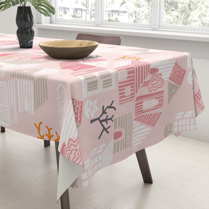 City life neighborhood pearl pink Tablecloth Gallery Image 3