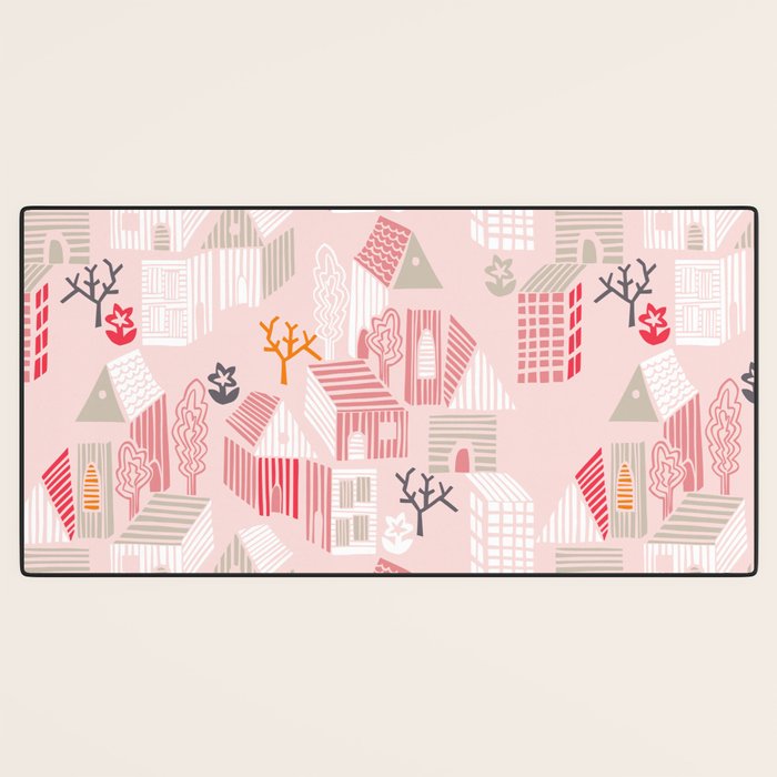 City life neighborhood pearl pink Desk Mat Gallery Image 3