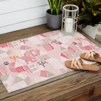 City life neighborhood pearl pink Outdoor Rug Gallery Image 2