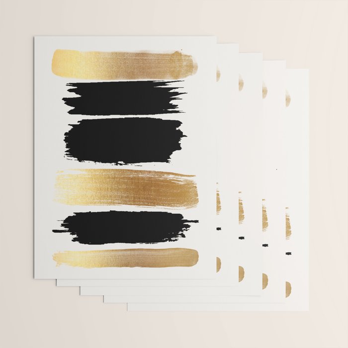 Brush Strokes (Black/Gold) Wrapping Paper Gallery Image 3