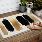 Brush Strokes (Black/Gold) Outdoor Rug Gallery Image 2