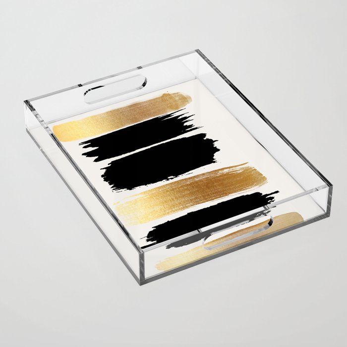Brush Strokes (Black/Gold) Acrylic Tray Gallery Image 1