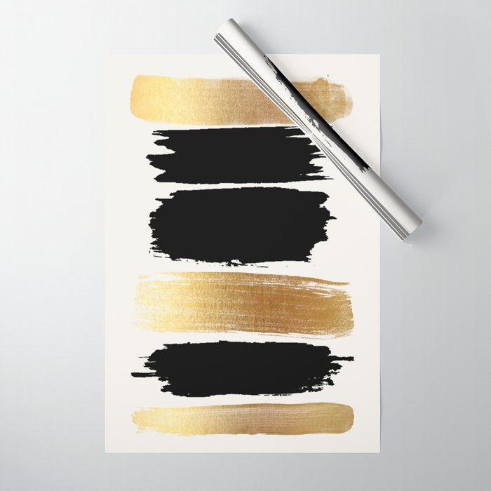 Brush Strokes (Black/Gold) Wrapping Paper Gallery Image 1