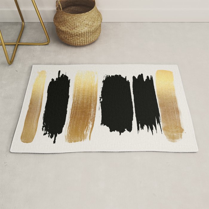 Brush Strokes (Black/Gold) Rug Gallery Image 1
