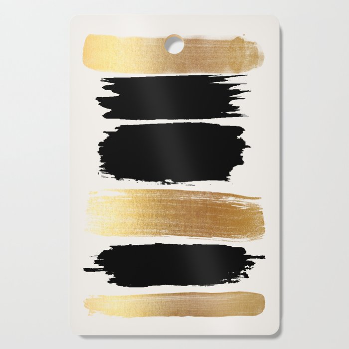 Brush Strokes (Black/Gold) Cutting Board Gallery Image 1