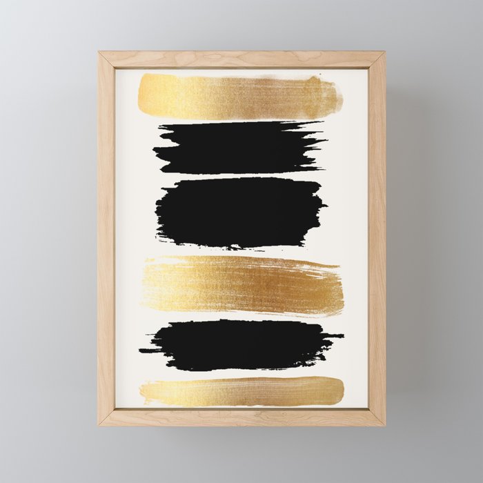 Brush Strokes (Black/Gold) Mini Art Print Gallery Image 1