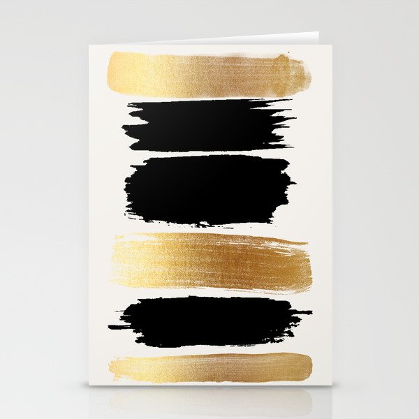 Brush Strokes (Black/Gold) Stationery Card Gallery Image 1