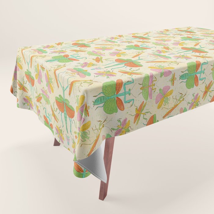 Whimsical Praying Mantis Retro Colors  Tablecloth Gallery Image 1